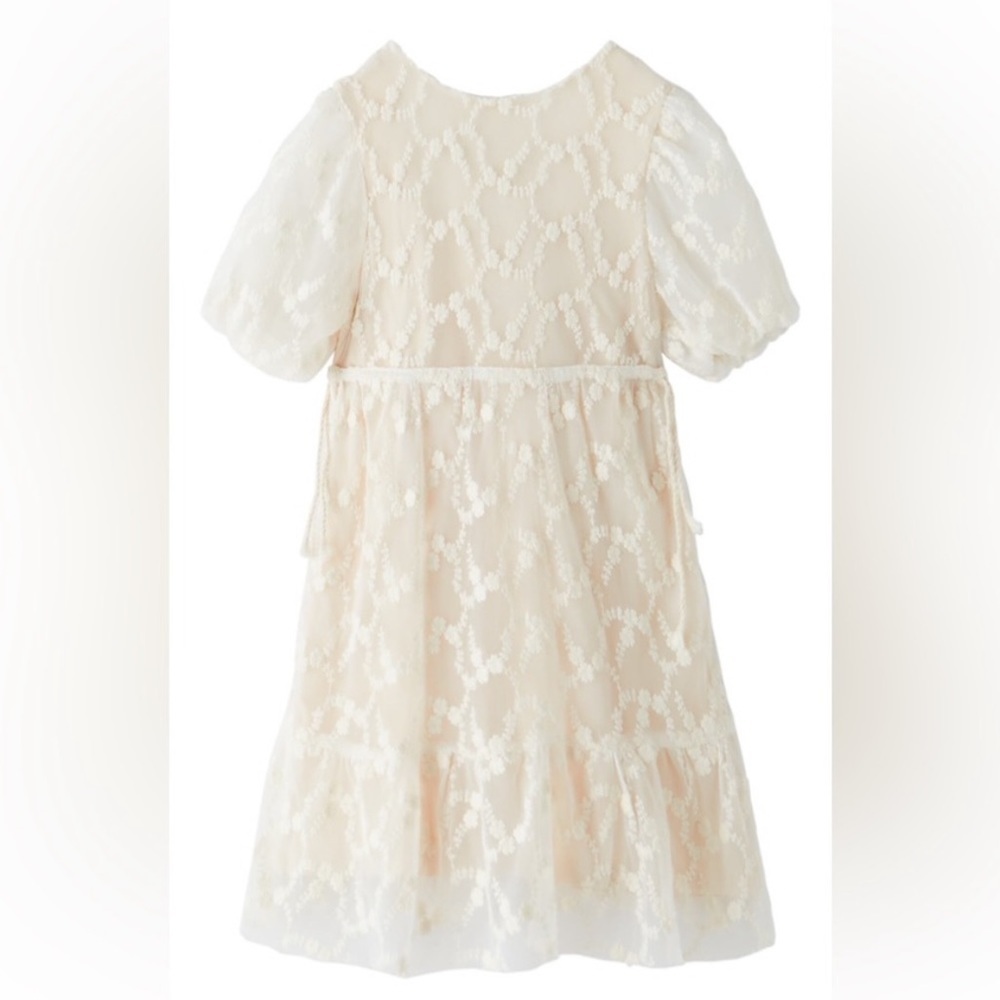 Zara girls tulle embroidered ivory dress 8